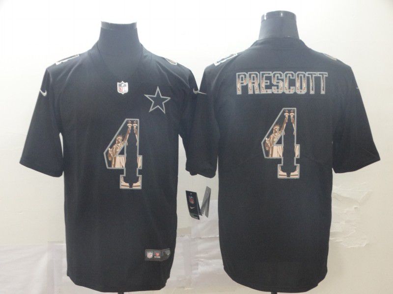 Men Dallas cowboys #4 Prescott Black Goddess fashion Edition Nike NFL Jerseys